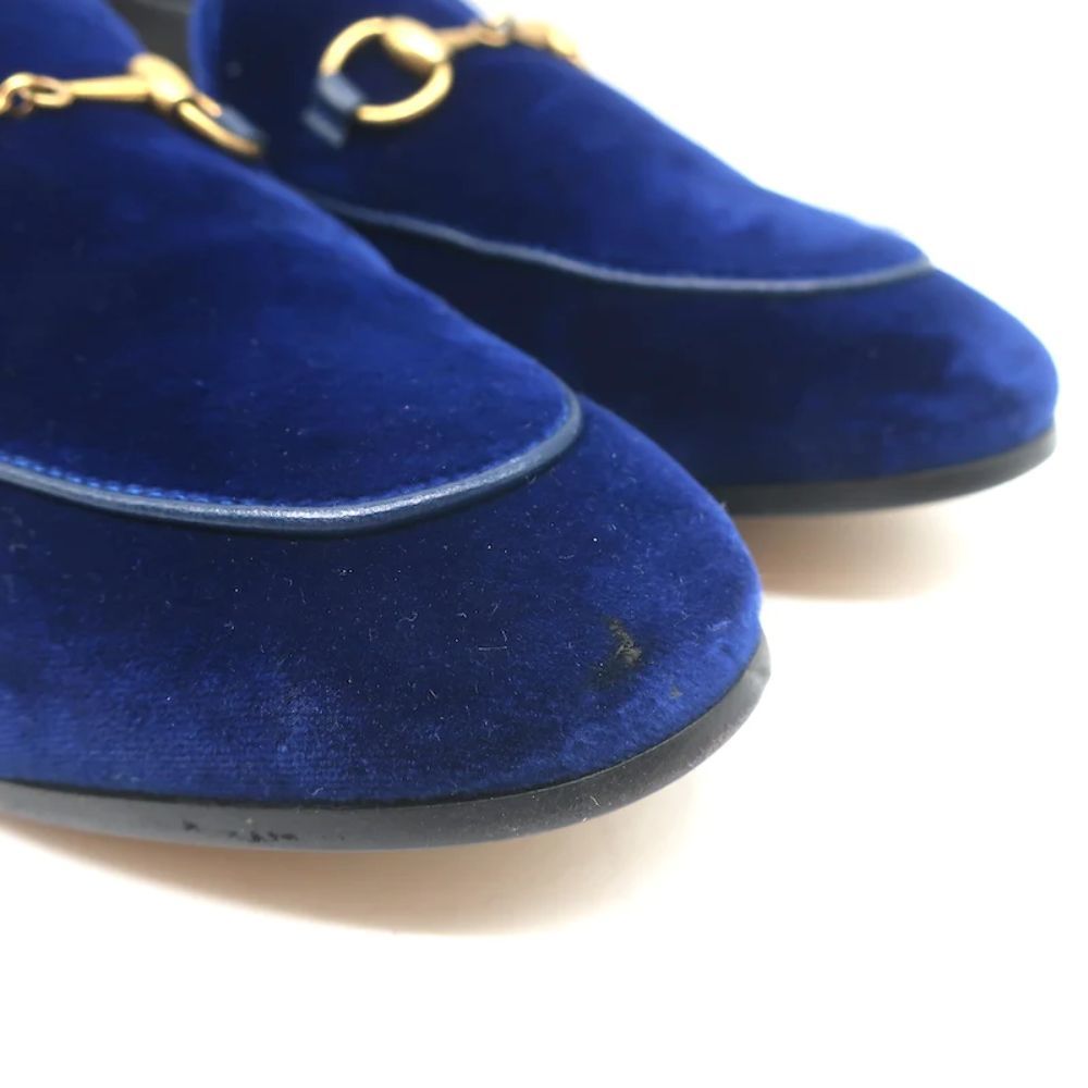 Gucci Jordaan Velvet Horsebit Loafers Dark Blue Size 36 - Picture 2 of 11